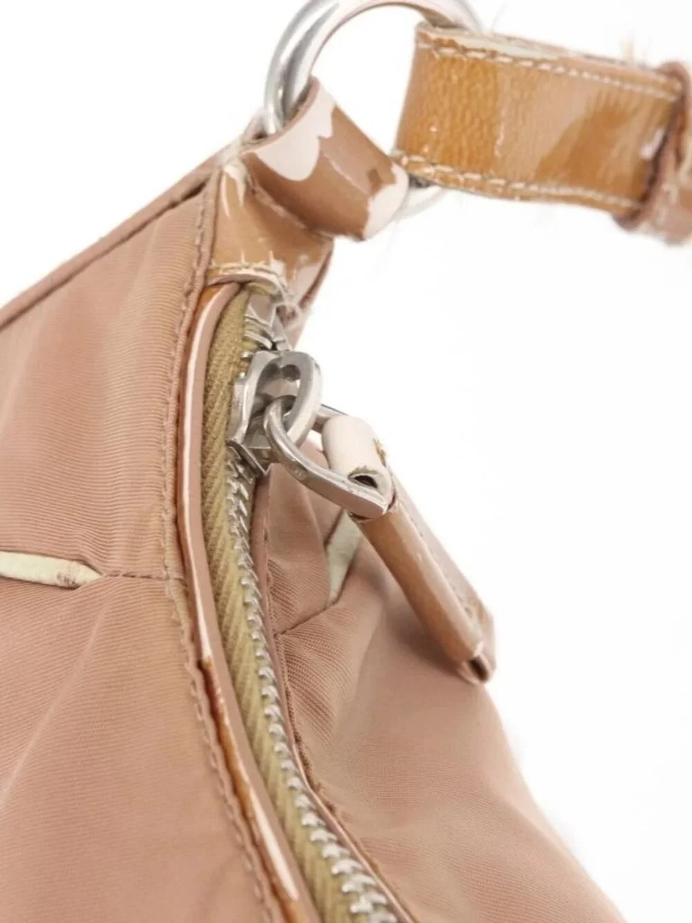 PRADA Shoulder Bag Nylon Beige Silver Auth 169041 - Picture 11 of 16